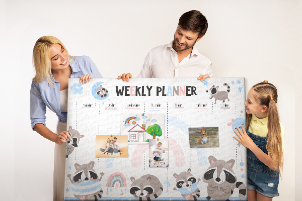 Cork board Weekly planner for kids