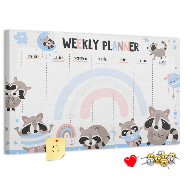 Cork board Weekly planner for kids