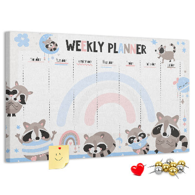Cork board Weekly planner for kids