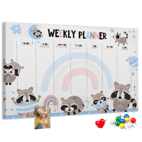 Cork board Weekly planner for kids