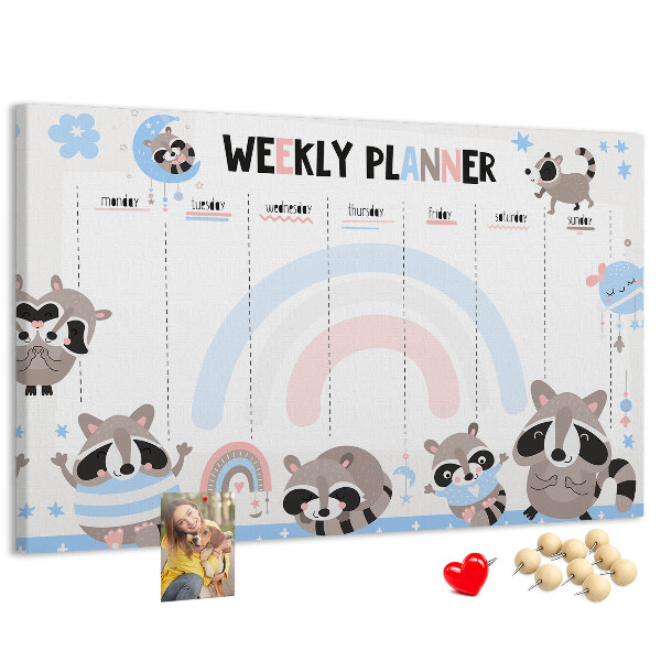 Cork board Weekly planner for kids