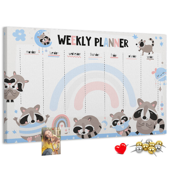 Cork board Weekly planner for kids