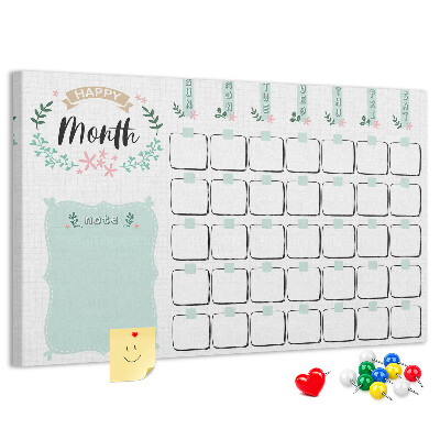 Cork memo board Monthly planner