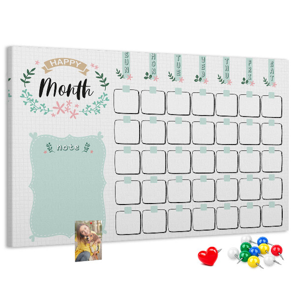 Cork memo board Monthly planner