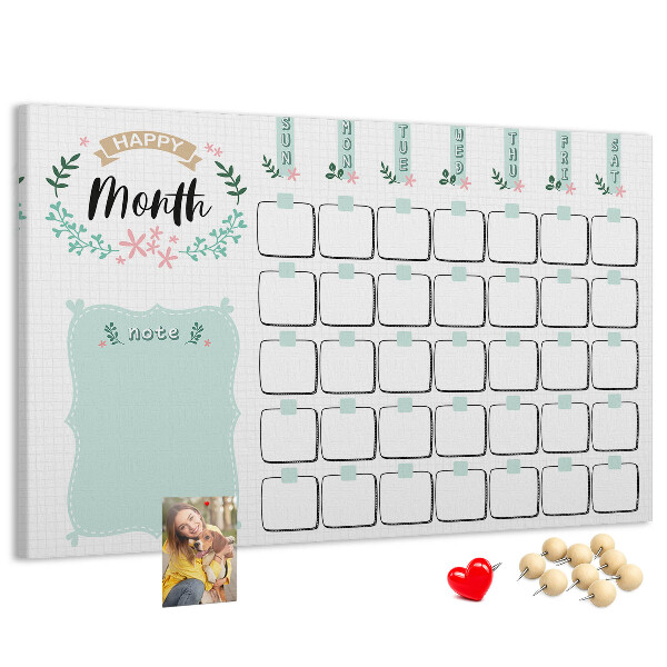 Cork memo board Monthly planner