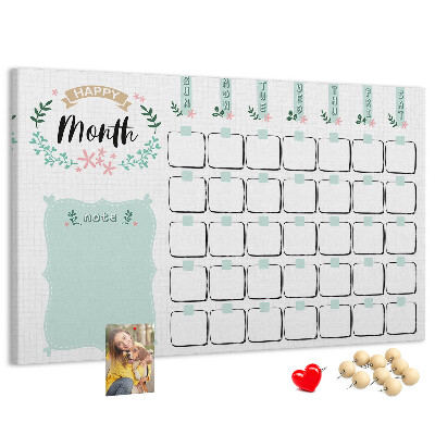 Cork memo board Monthly planner