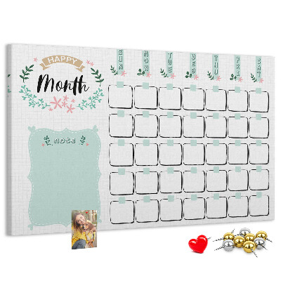 Cork memo board Monthly planner