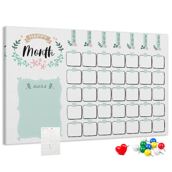 Cork memo board Monthly planner