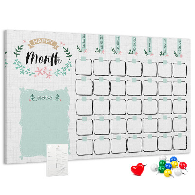 Cork memo board Monthly planner