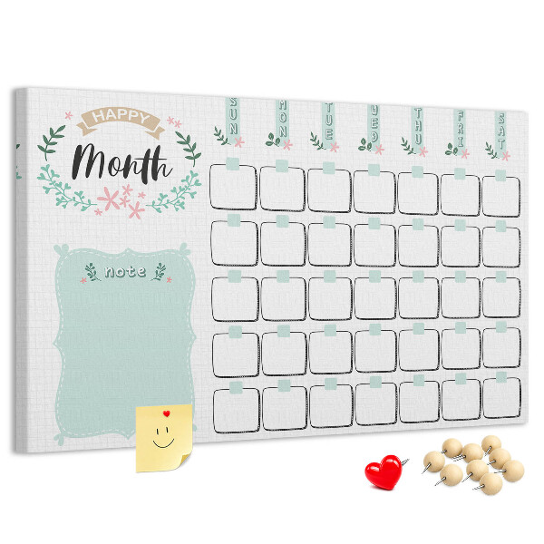 Cork memo board Monthly planner