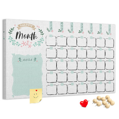 Cork memo board Monthly planner