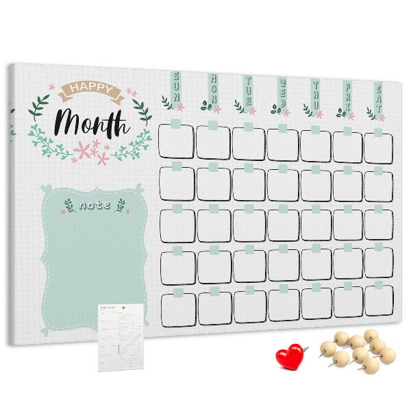 Cork memo board Monthly planner