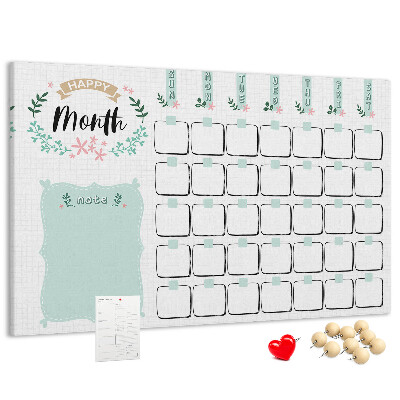 Cork memo board Monthly planner