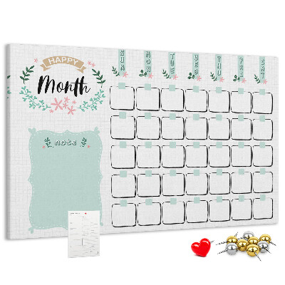Cork memo board Monthly planner