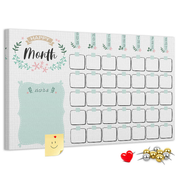 Cork memo board Monthly planner