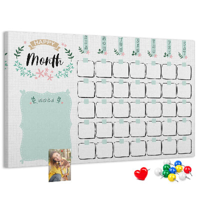 Cork memo board Monthly planner