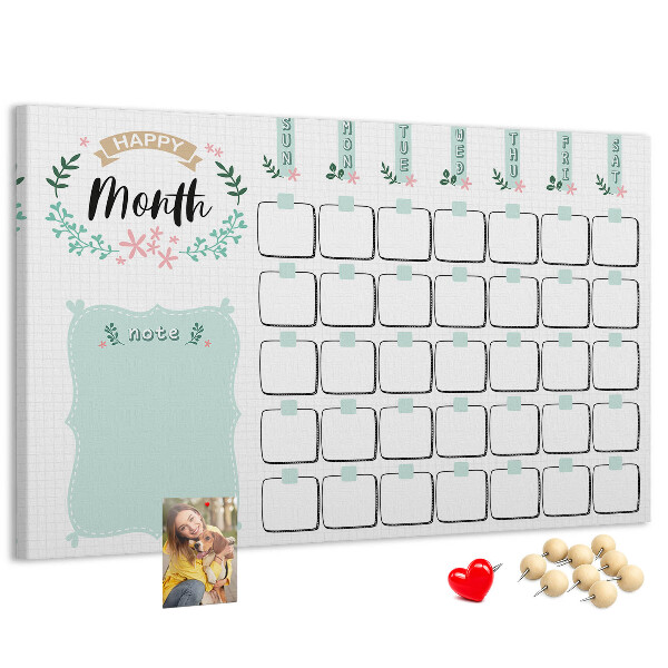 Cork memo board Monthly planner