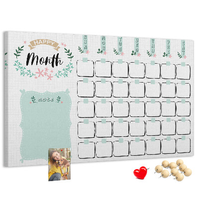Cork memo board Monthly planner