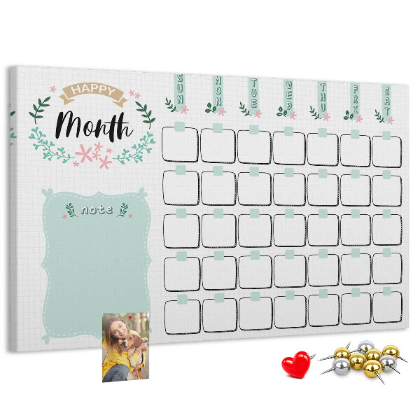 Cork memo board Monthly planner