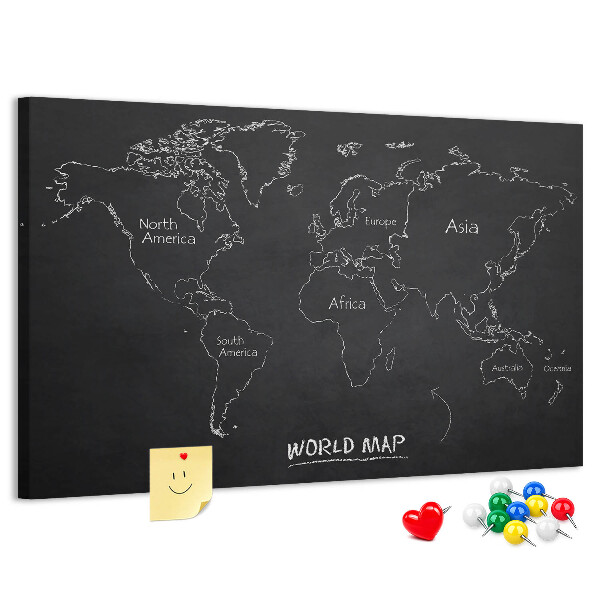 Cork board World map countries