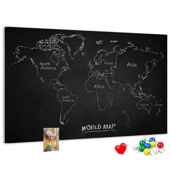 Cork board World map countries