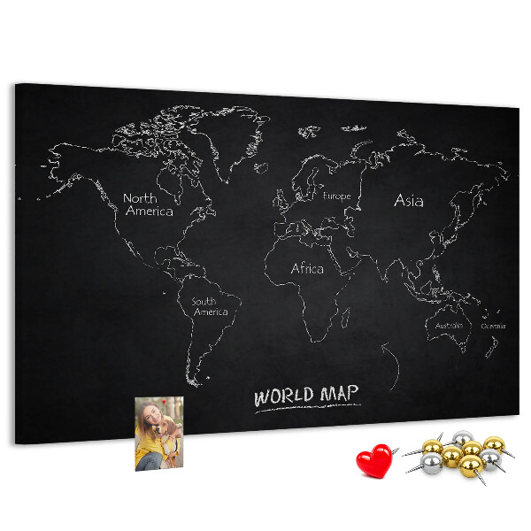 Cork board World map countries