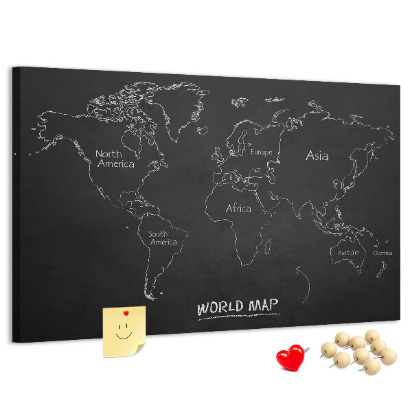 Cork board World map countries