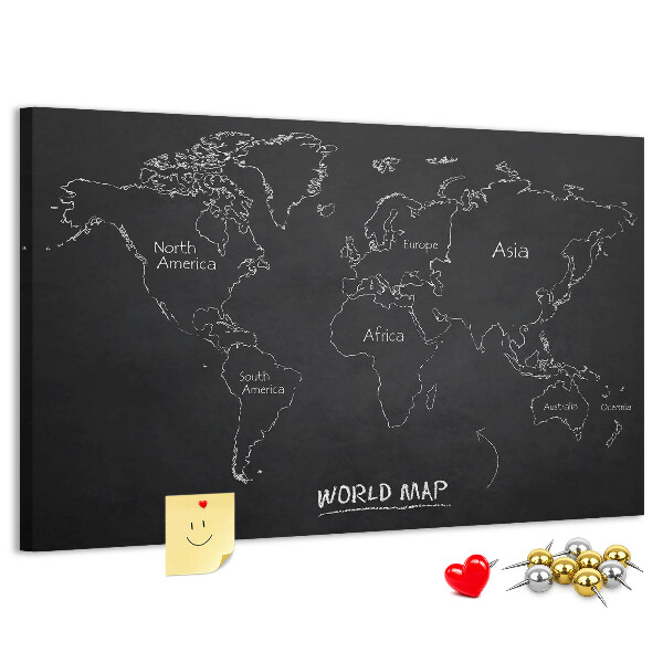 Cork board World map countries