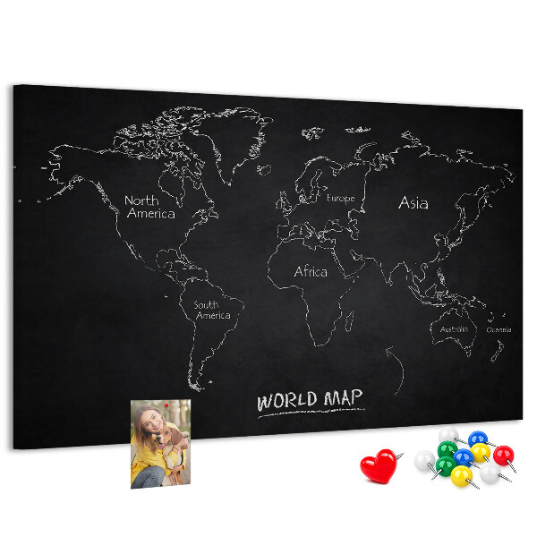 Cork board World map countries