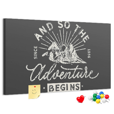 Cork memo board Adventure quote