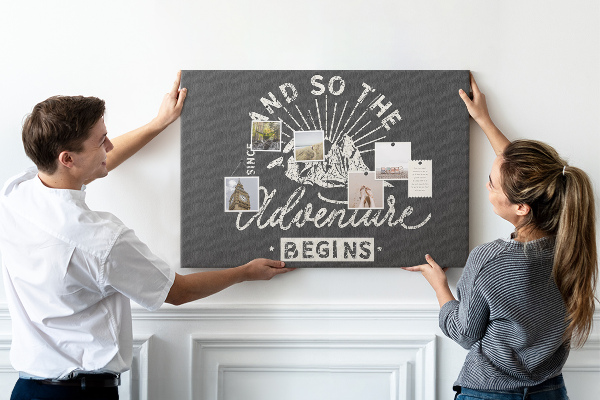 Cork memo board Adventure quote