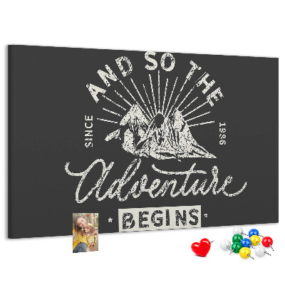 Cork memo board Adventure quote