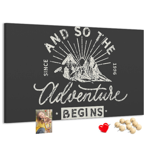Cork memo board Adventure quote