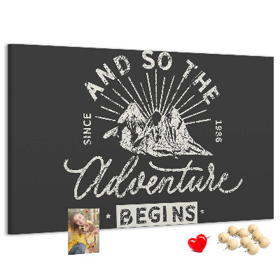 Cork memo board Adventure quote