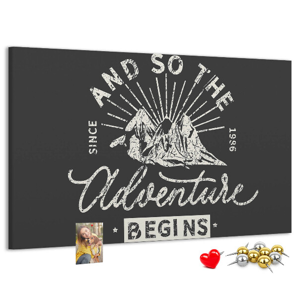 Cork memo board Adventure quote