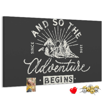 Cork memo board Adventure quote