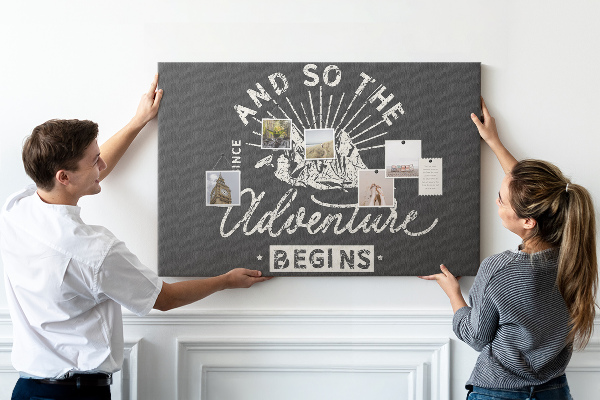 Cork memo board Adventure quote