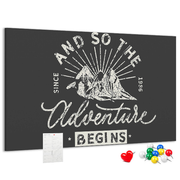 Cork memo board Adventure quote