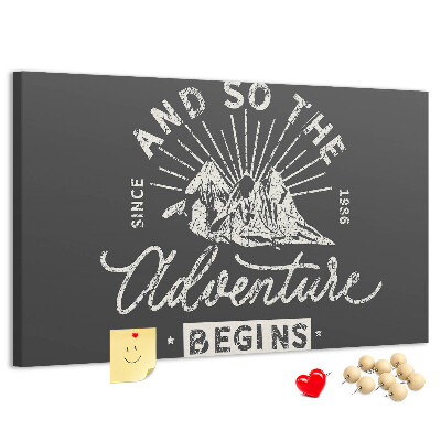 Cork memo board Adventure quote