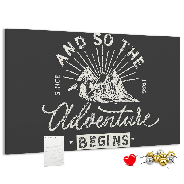 Cork memo board Adventure quote