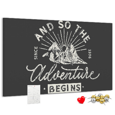 Cork memo board Adventure quote