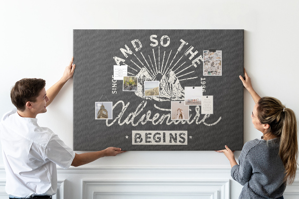 Cork memo board Adventure quote