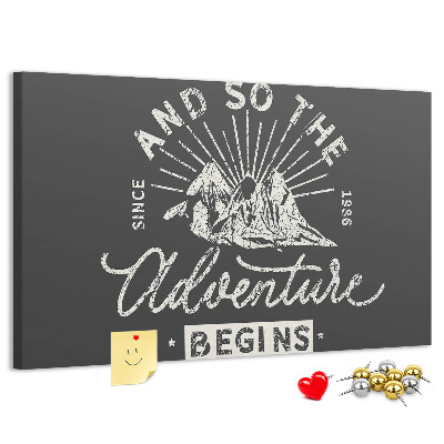Cork memo board Adventure quote