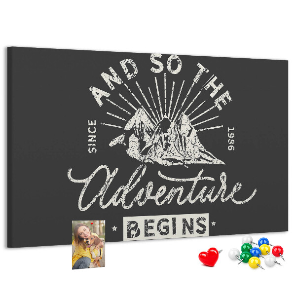 Cork memo board Adventure quote