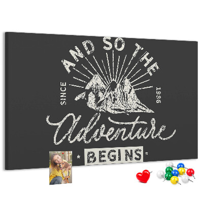 Cork memo board Adventure quote