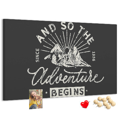 Cork memo board Adventure quote