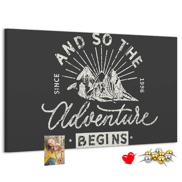 Cork memo board Adventure quote
