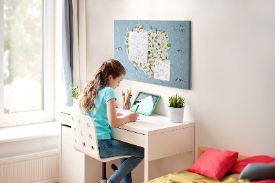 Cork display board Poland Animal Map