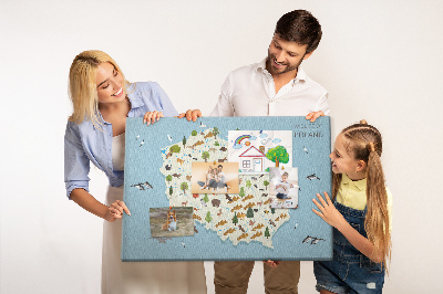 Cork display board Poland Animal Map