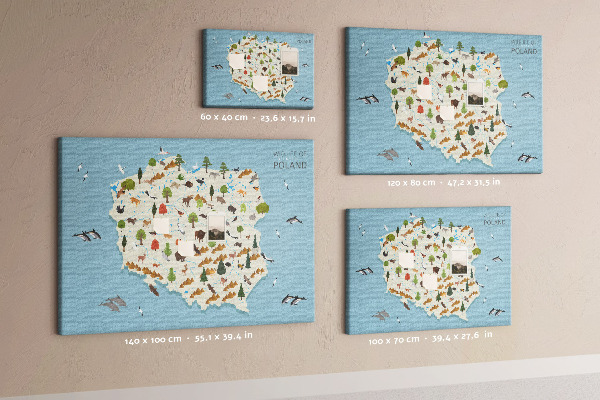 Cork display board Poland Animal Map